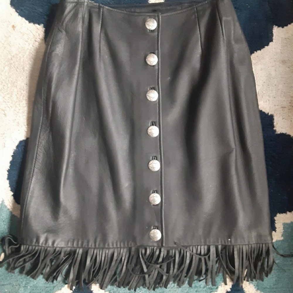 Leather fring skirt